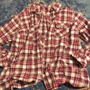 Pink/Red Plaid Button Down
